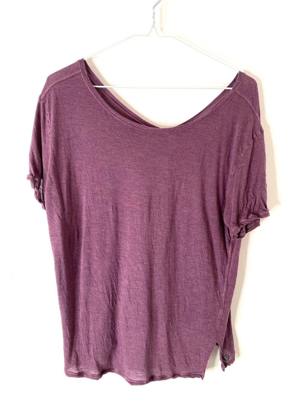 lululemon Purple Modal Scoop Neck Tee Split Hem Relaxed Short Sleeve Top